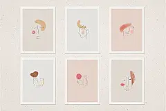 抽象手绘秋季人物花卉创意装饰PNG图案 Autumn Faces, creative graphic collection插图(7)