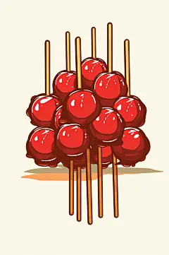 AI数字艺术美味水果冰糖葫芦插画-众图网