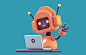 3D bot cartoon Chat cute happy kawaii robot stylized VisDev