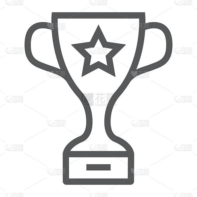 冠军奖杯杯线图标，学校和体育，奖杯标志矢量图形，白色背景上的线性图案，eps 10。