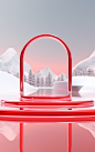 mca5259_Red_and_silver_transparent_glass_color_block_stage_floa_c