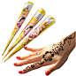 印度汉娜天然植物纹身膏印度墨身体彩绘暂时性纹身2个颜色送模板