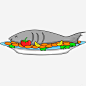 卡通手绘盘子里的鱼高清素材 厨房 手绘 盘子里的鱼 美食 食物 餐厅 元素 免抠png 设计图片 免费下载 页面网页 平面电商 创意素材