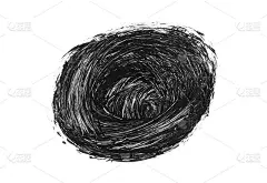 黑色丙烯酸刷子圈孤立在白色背景上。抽象的毛笔画。