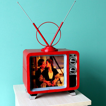 复古老式电视机红色模型 橱窗装饰品摆设 ...