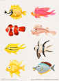 彩绘海洋生物各种鱼矢量设计