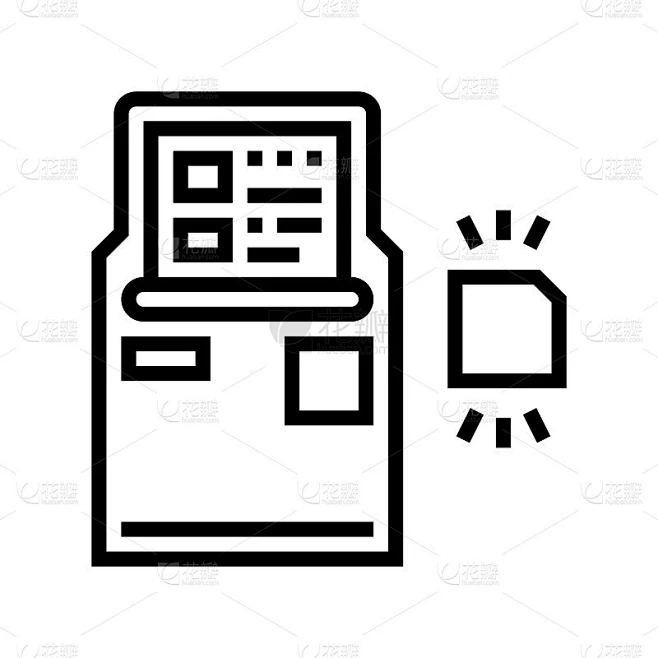 ATM带rfid技术线图标矢量插图素材-花瓣网