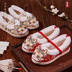汉服鞋女童冬季2023新款手工宝宝布鞋古风拜年加绒棉鞋儿童绣花鞋
