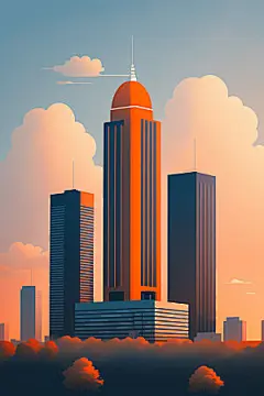 城市扁平风地标插画