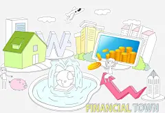 孩子的世界免抠素材_新图网 https://ixintu.com 卡通 可爱 喷泉 小孩 房子 手绘 箭头 金币