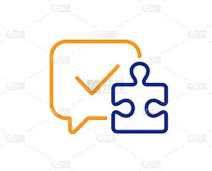 谜题行图标。带有聊天气泡标志的拼图片。向量