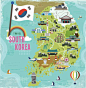 韩国旅游地图矢量素材