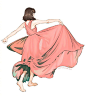 画师 海島千本 插画作品 唯美的裙子。。#FUN剧场# ​​​​