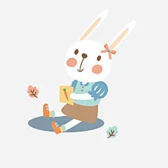 蓝色裙子小兔子手绘png免抠素材_新图网 https://ixintu.com 蝴蝶结 蓝色 衣服 矢量 动物 手绘 卡通 书籍 树叶 叶子