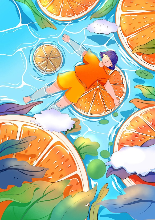 每天一水果，今天是橙子_六曲__插画师作...
