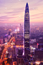 深圳,摩天大楼,深圳京基100,广东省,垂直画幅,夜晚,无人,曙暮光,东亚,户外