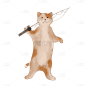 手绘-拟人钓鱼小猫动物元素贴纸6