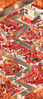 华为春节集卡游戏“福气联城”概念图和最终效果，设计很精美，春节气氛很浓厚。 ​​​​