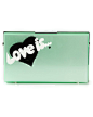 Eshvi Love Is... Box Clutch : Green 'Love is...' box clutch from Eshvi. Outer Composition Plastic 100% Measurements: width: 19 centimetres, height: 11 centimetres, depth: 5 centimetres