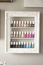 White Shabby Chic Guilded Frame Custom Sized by pinkofperfect Nail polish rack nail polish display nail polish storage Essie nail polish: