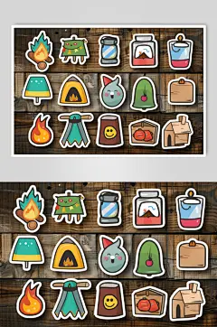 AI数字艺术户外露营插画贴纸元素-众图网