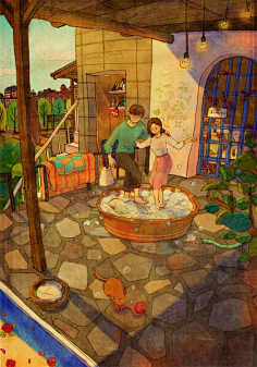 puuung韩国温暖爱情插画