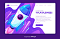 Landing page with a rocket lifting off Free Vector