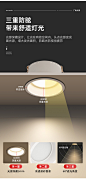 超薄筒灯led嵌入式矮吊顶天花 孔灯防眩光窄边无主灯射灯三色变光-tmall.com天猫