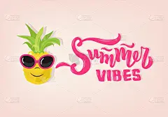 手绘夏日韵味文字。