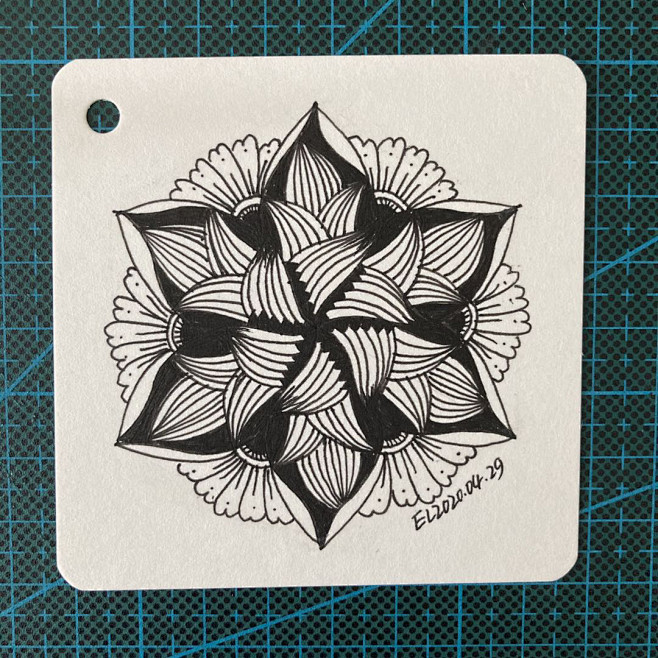 笔绘画zentanglemandala线描平面构成禅绕画禅陀罗缠绕画钢笔画画画