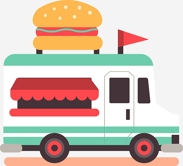 汉堡包快餐食物车图高清素材 卡通车 卡通...