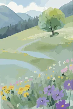 简约水彩大自然插画