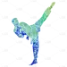 手绘-跆拳道运动人物剪影插画8