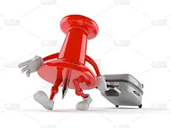 带皮箱的图钉字符