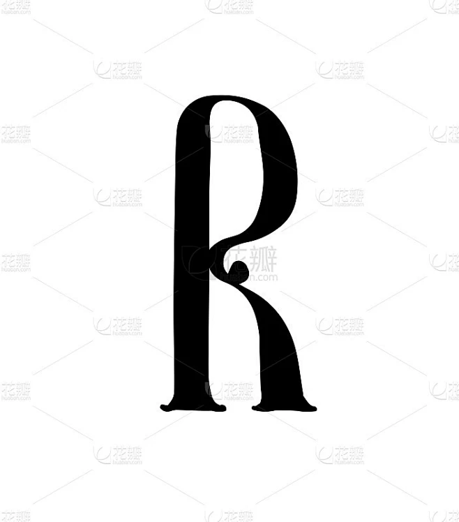 拉丁字母r向量。公司的图标。网站的图标。从字母表中分离出一个字母。17-19世纪新俄罗斯哥特式古代风素材-花瓣网