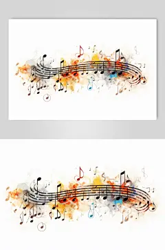 AI数字艺术音乐乐符乐谱元素插画