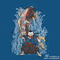 日本艺术家 xiaobaosg绘制的一组以武士精神为主导的喵咪艺术画。PS好帅气 #求是爱设计#