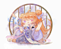 圆形构图Q版少女_灯灯glim__插画师作品_涂鸦王国gracg.com