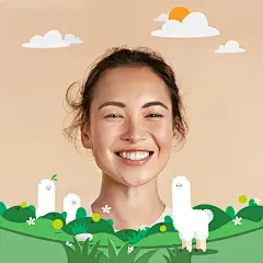 Simple Cute Glassland Smile Girl Head Portrait Template Poster Instagram Post Profile