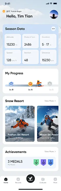 滑雪App UI/UX设计 - by：小阿田a
