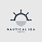 nautical; sea; logo; vector; illustration; design; symbol; business; initial; brand; company; identity; ocean; icon; marine; water; sign; beach; travel; graphic; vintage; cruise; wave; template; line; element; sail; ship; anchor; emblem; label; blue; retr