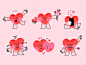 Be my valentine sticker pack flowers valentine love cute character heart stickers illustration flat