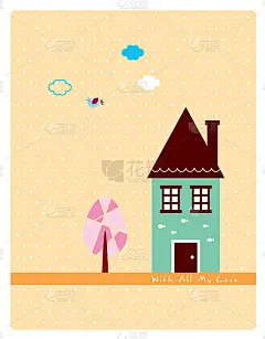 可爱的小屋名片向量