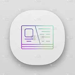 访问剖面图，名片应用程序图标。UI / UX的用户界面。Web或移动应用程序。企业家附件矢量孤立插图