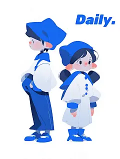 极简扁平风双人