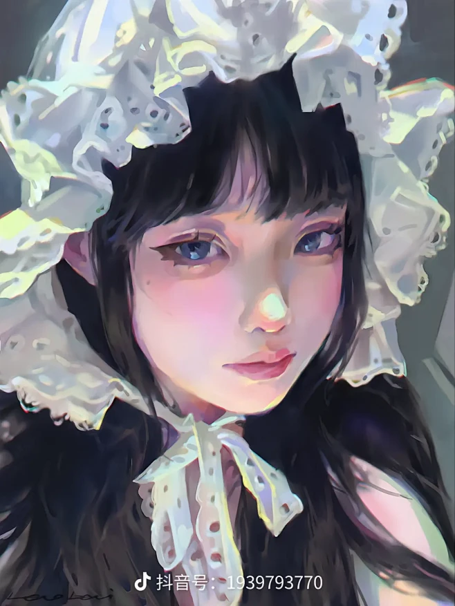 写实厚涂/头像/美少女/肤色藏色/齐刘海黑发图片_SanAi图片素材-花瓣网