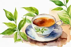 清新手绘明亮的茶叶图片插画