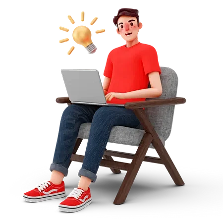 男子发送信息3d插图
