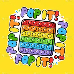 有趣的Pop it fidget感官玩具logo模板设计。矢量手绘的卡通插图标志图标。Pop it,