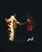 Photo shared by Jeff Cole on May 19, 2023 tagging @metroboomin, @jimmybutler, and @bigfacebrand. May be an image of 2 people and fire.